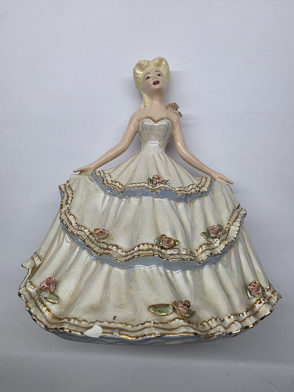 Vintage 1965 Florence Mold Pearlescent Lady Ball Gown Figurine